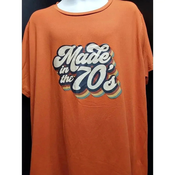 LADIES 1X Blouse Tshirt style "Made in the 70's" Halloween Orange Fall Hippy - Picture 2 of 5
